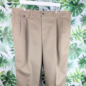 🔷13Haggar Casuals Tan Mens Pleated Pants (Size: 40x30) 1lb 2.2oz